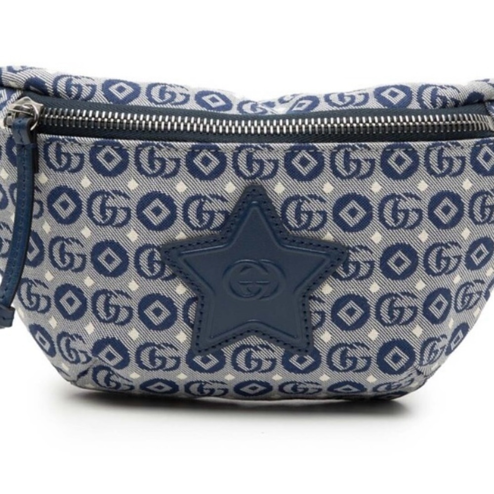 Gucci Blue Monogram Star Belt Bag with Red Accent - Picture 10 of 10